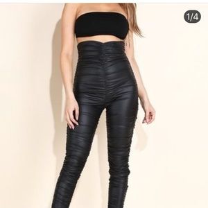 Liquid leather leggings